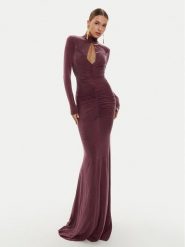 Elisabetta Franchi Sukienka wieczorowa AB-616-46E2-V800 Bordowy Slim Fit. Czerwone sukienki Elisabetta Franchi, bez wzorów, wizytowe, bez kołnierzyka, bez ramiączek. Za 3,799.00 zł.