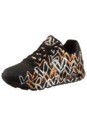 Buty do chodzenia sneakersy damskie Skechers Uno-Metallic Love. Czarne buty treningowe Skechers, bez wzorów, z materiału, przed kostkę, bez zapięcia, trekkingowe. Za 359.99 zł.