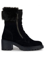 Geox Skórzane botki "Damiana" w kolorze czarnym rozmiar: 38. Czarne botki Geox, bez wzorów, z materiału, eleganckie, bez obcasa, bez zapięcia. Za 308.91 zł.