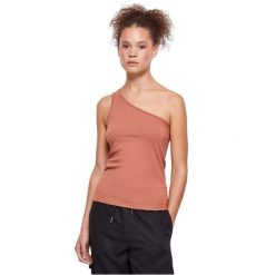 Damski tank top Urban Classics Asymmetric. Brązowe topy Urban Classics, bez wzorów, bez kołnierzyka, bez ramiączek. Za 93.00 zł.