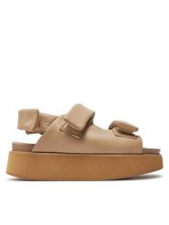 Inuikii Sandały Velcro 70106-150 Beżowy. Brązowe sandały Inuikii, bez wzorów, ze skóry, bez obcasa, na koturnie, bez zapięcia. Za 1,049.00 zł.