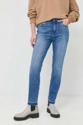 BOSS jeansy damskie medium waist. Niebieskie jeansy Boss, bez wzorów, z denimu. W wyprzedaży za 479.99 zł.