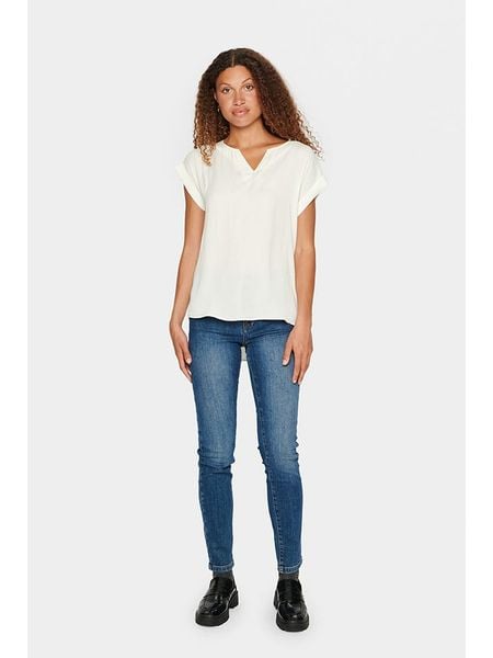 SAINT TROPEZ Bluzka w kolorze kremowym rozmiar: XS. Brązowe bluzki Saint Tropez, xs, bez wzorów, bez kołnierzyka, bez ramiączek. Za 70.74 zł.