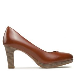 Czółenka Tamaris. Brązowe czółenka Tamaris, bez wzorów, bez obcasa, bez zapięcia. Za 229.99 zł.