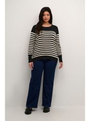 KAFFE curve Sweter w kolorze czarno-kremowym rozmiar: XL. Czarne swetry KAFFE curve, xl, bez wzorów, bez ramiączek. Za 69.99 zł.