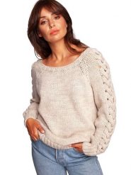 Be Wear Sweter w kolorze beżowym rozmiar: L/XL. Brązowe swetry Be Wear, l, bez wzorów, z wełny, bez ramiączek. Za 216.95 zł.