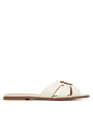 PINKO Klapki Milly 04 SD0463 P001 Biały. Białe klapki Pinko, bez wzorów, ze skóry, bez obcasa, bez zapięcia. Za 919.99 zł.