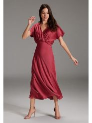 SWING Sukienka w kolorze czerwonym rozmiar: 36. Czerwone sukienki Swing, bez wzorów, z tkaniny, bez kołnierzyka, bez ramiączek, maxi. Za 239.29 zł.