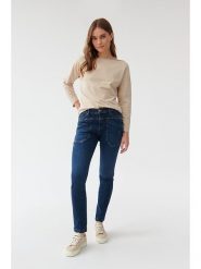 TATUUM Dżinsy - Slim fit - w kolorze granatowym rozmiar: 36. Niebieskie jeansy Tatuum, z aplikacjami, z podwyższonym stanem. Za 154.43 zł.