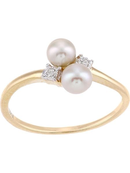 Revoni Złoty pierścionek z diamentami i perłami rozmiar: 49. Żółte pierścionki Revoni, z diamentem, złote. Za 503.95 zł.