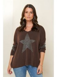 Curvy Lady Sweter w kolorze brązowym rozmiar: 44/46. Brązowe swetry Curvy Lady, bez wzorów, klasyczne, bez ramiączek. Za 140.86 zł.