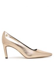 Tommy Hilfiger Szpilki Logo Metallic Pump Slanted Hl FW0FW08994 Złoty. Żółte szpilki Tommy Hilfiger, bez wzorów, ze skóry, bez obcasa, na szpilce, bez zapięcia. Za 549.99 zł.