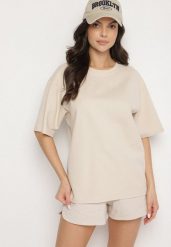 Jasnobeżowy Bawełniany Klasyczny T-shirt Merovira. Brązowe t-shirty Born2be, l, bez wzorów, z bawełny, klasyczne, bez kołnierzyka, bez ramiączek. W wyprzedaży za 50.99 zł.