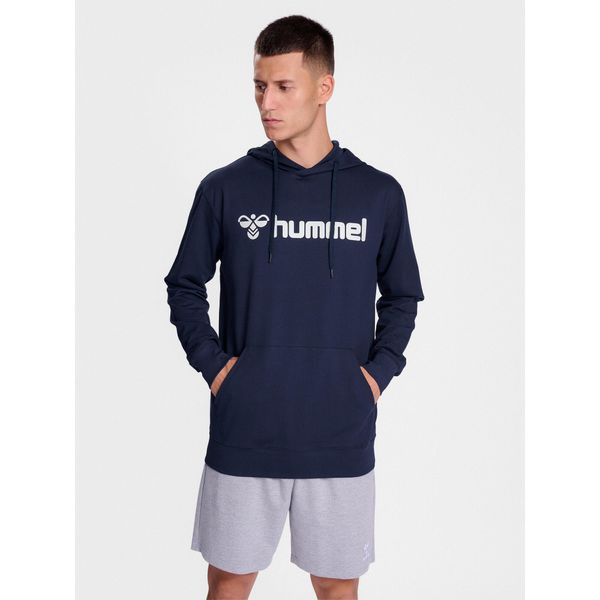 Bluza z kapturem Hummel Go 2.0 Logo. Niebieskie bluzy Hummel, bez wzorów, z materiału, z kapturem, na fitness i siłownię. W wyprzedaży za 193.00 zł.