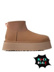 UGG Skórzane botki "Classic Mini Dipper" w kolorze jasnobrązowym rozmiar: 38. Brązowe botki UGG, bez wzorów, ze skóry, bez obcasa, na platformie, bez zapięcia. Za 782.45 zł.