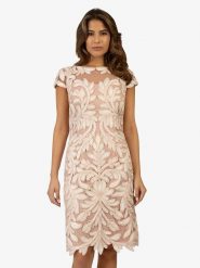 APART Sukienka w kolorze jasnoróżowo-kremowym rozmiar: 40. Różowe sukienki Apart, bez wzorów, bez kołnierzyka, bez ramiączek, midi. Za 457.95 zł.