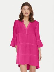 ONLY Sukienka letnia Thyra 15267999 Różowy Regular Fit. Czerwone sukienki ONLY, xs, bez wzorów, z bawełny, bez kołnierzyka, bez ramiączek. Za 119.99 zł.