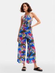 Desigual Kombinezon Tropical Party 24SWMW22 Kolorowy Regular Fit. Sukienki Desigual, na imprezę, s, bez wzorów, z wiskozy, bez kołnierzyka, bez ramiączek. Za 229.99 zł.