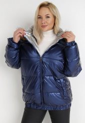 Granatowa Kurtka Barbedeia. Niebieskie kurtki Born2be, xl, z aplikacjami, bez kaptura. W wyprzedaży za 132.99 zł.