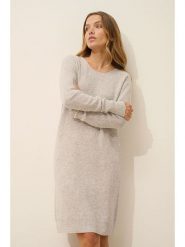 Just Cashmere Kaszmirowa sukienka "Aureline" w kolorze szarobrązowym rozmiar: XL. Brązowe sukienki Just Cashmere, na co dzień, xl, bez wzorów, z kaszmiru, bez kołnierzyka, bez ramiączek, midi, proste. Za 441.31 zł.