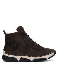 Rieker Botki 45912-25 Brązowy. Brązowe botki Rieker, bez wzorów, bez obcasa, na płaskiej podeszwie, bez zapięcia. Za 265.99 zł.