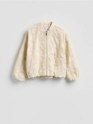 Kurtka bomberka z haftem - beżowy. Brązowe kurtki Reserved, l, bez wzorów, z bawełny, bez kaptura. Za 279.99 zł.