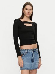 Brave Soul Bluzka LLT-248NALA Czarny Slim Fit. Czarne bluzki Brave Soul, m, bez wzorów, z bawełny, bez kołnierzyka, bez ramiączek. Za 29.99 zł.