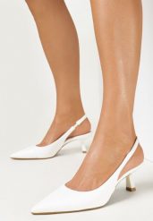 Białe Sandały na Niskim Obcasie Nunziata. Białe sandały Born2be, bez wzorów, eleganckie, bez obcasa, na obcasie, bez zapięcia. Za 89.99 zł.