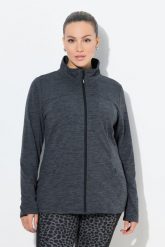Damskie Bluza funkcyjna wąski krój stójka długi rękaw. Czarne bluzy Ulla Popken, plus size, bez wzorów, z dresówki, bez ramiączek, bez kaptura. Za 349.99 zł.