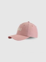 4F Czapka z daszkiem strapback uniseks - różowa L/XL (60cm). Czerwone czapki z daszkiem 4f, bez wzorów, klasyczne. Za 59.99 zł.