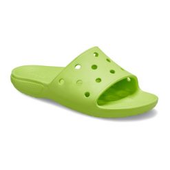 Klapki basenowe Crocs Classic Slide. Zielone klapki Crocs, bez wzorów, bez obcasa, bez zapięcia. Za 201.65 zł.