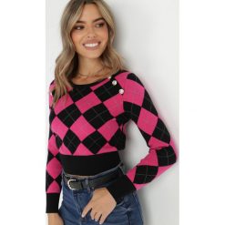 Fuksjowy Sweter Kinteem. Czerwone swetry Born2be, m, bez wzorów, z dzianiny, eleganckie, bez ramiączek. W wyprzedaży za 89.99 zł.