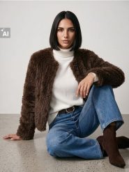 Kurtka ze sztucznego futra - brązowy. Brązowe kurtki Sinsay, l, bez wzorów, bez kaptura. Za 89.99 zł.