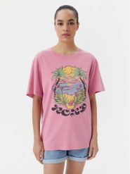 Roxy T-Shirt ERJZT05905 Różowy Oversize. Czerwone t-shirty Roxy, xs, bez wzorów, z bawełny, bez kołnierzyka, bez ramiączek. Za 99.99 zł.