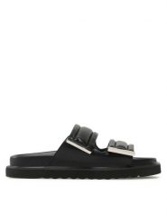 DeeZee Klapki 86009-4 Czarny. Czarne klapki DeeZee, bez wzorów, ze skóry, bez obcasa, bez zapięcia. Za 139.99 zł.