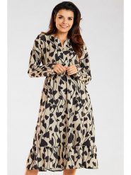 Awama Sukienka w kolorze beżowym rozmiar: S. Brązowe sukienki Awama, s, bez wzorów, bez kołnierzyka, bez ramiączek, midi. Za 144.99 zł.