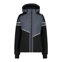 Kurtka narciarska damska z tkaniny skórzanej CMP. Czarne kurtki narciarskie CMP, na zimę, bez wzorów, z tkaniny, bez kaptura, narciarskie. W wyprzedaży za 765.00 zł.