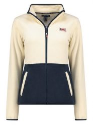 Geographical Norway Kurtka polarowa "Touki" w kolorze kremowo-granatowym rozmiar: XL. Brązowe kurtki Geographical Norway, xl, bez wzorów, z polaru, bez kaptura. Za 91.34 zł.