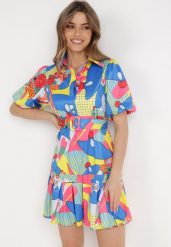 Niebieska Sukienka Satynowa Melia. Niebieskie sukienki Born2be, m, bez wzorów, z satyny, bez kołnierzyka, bez ramiączek, mini. W wyprzedaży za 167.99 zł.