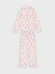 Bawełniana piżama dwuczęściowa Hello Kitty - czerwony. Czerwone piżamy Sinsay, l, bez wzorów, z bawełny, bez kołnierzyka, bez ramiączek. Za 79.99 zł.