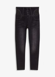 Legginsy bezszwowe w optyce dżinsów, z silnym stopniem modelowania sylwetki. Czarne legginsy bonprix, bez wzorów, z jeansu. Za 62.99 zł.