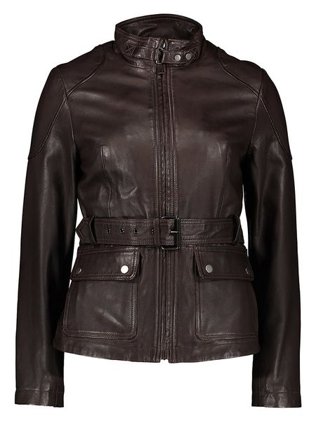 7eleven Skórzana kurtka "Kati" w kolorze ciemnobrązowym rozmiar: 42. Brązowe kurtki 7eleven, bez wzorów, ze skóry, bez kaptura. Za 616.40 zł.