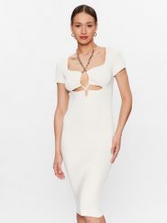 Pinko Sukienka dzianinowa 101173 A0TU Biały Regular Fit. Białe sukienki Pinko, xl, bez wzorów, z dzianiny, bez kołnierzyka, bez ramiączek. Za 1,099.00 zł.