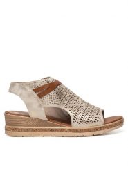 Remonte Sandały D3075-60 Beżowy. Brązowe sandały Remonte, bez wzorów, z syntetyku, bez obcasa, na koturnie, bez zapięcia. Za 359.99 zł.