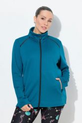 Damskie Bluza funkcyjna podszewka ze sztucznego futra stójka długi rękaw. Niebieskie bluzy Ulla Popken, plus size, bez wzorów, z dresówki, bez ramiączek, bez kaptura. Za 279.99 zł.
