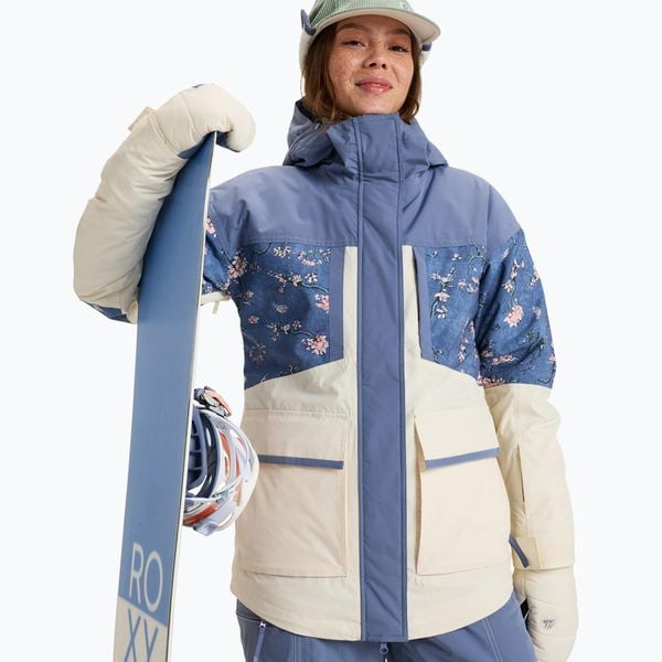 Kurtka snowboardowa damska ROXY Chloe Kim Parka. Niebieskie kurtki narciarskie Roxy, na zimę, l, bez wzorów, z materiału, eleganckie, bez kaptura. Za 1,259.00 zł.