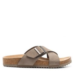 Klapki DeeZee. Szare klapki DeeZee, bez wzorów, bez obcasa, bez zapięcia. Za 119.99 zł.