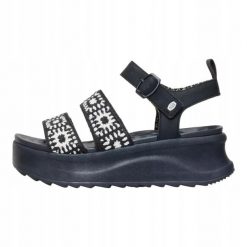 HeyDude Damskie Sandały Delray Buckle Cottage Crochet. Białe sandały Hey dude, bez wzorów, z materiału, bez obcasa, bez zapięcia. Za 219.00 zł.