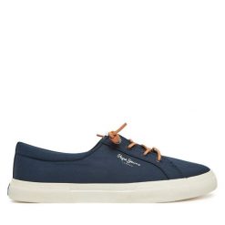 Tenisówki Pepe Jeans. Niebieskie trampki Pepe Jeans, bez wzorów, z jeansu, bez zapięcia. Za 219.99 zł.