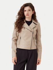 Noisy May Kurtka z imitacji skóry Rebel 27000741 Beżowy Slim Fit. Brązowe kurtki Noisy May, l, bez wzorów, ze skóry, bez kaptura. Za 229.99 zł.